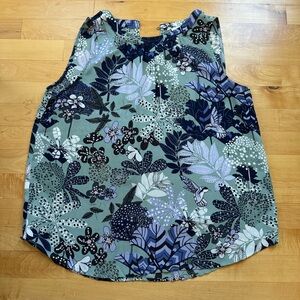 LOFT Botanical Print Tank Top - Green and Black